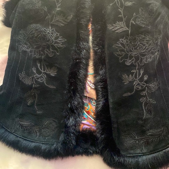 Georgiou studio leather fur embroidered vest - Picture 8 of 11